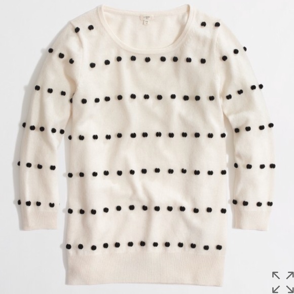 J. Crew Factory Sweaters - SOLD J. Crew Polka Dot Pom Pom Wool Blend Sweater